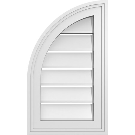 Ekena Millwork Quarter Round Top Left Surface Mount PVC Gable Vent w/ 2"W x 1-1/2"P Brickmould Frame, 12"W x 20"H GVPQL12X2002SF